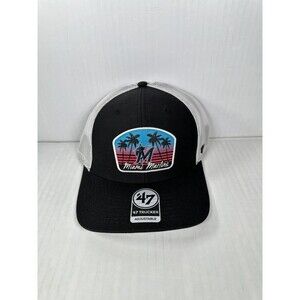 '47 Brand Miami Marlins Region Patch Trucker Adjustable Hat Snapback Black NEW